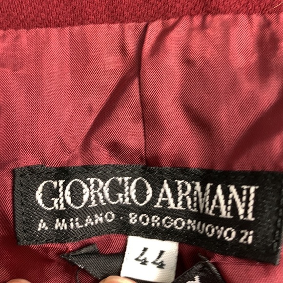 Vintage 90s Giorgio Armani Red 100% Wool Long Sleeve Three Button Blazer Size 12 - Picture 5 of 9